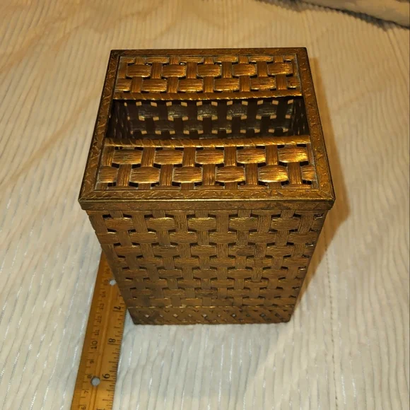 Golden Brass Tissue Box Cover, bed bath and beyond - Picture 1 of 12